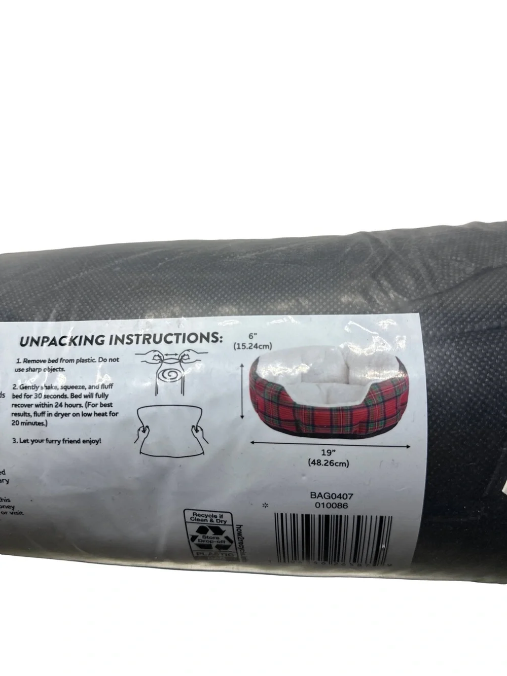 Vibrant Life Round Cuddlier Pet Bed Red Plaid Small 6